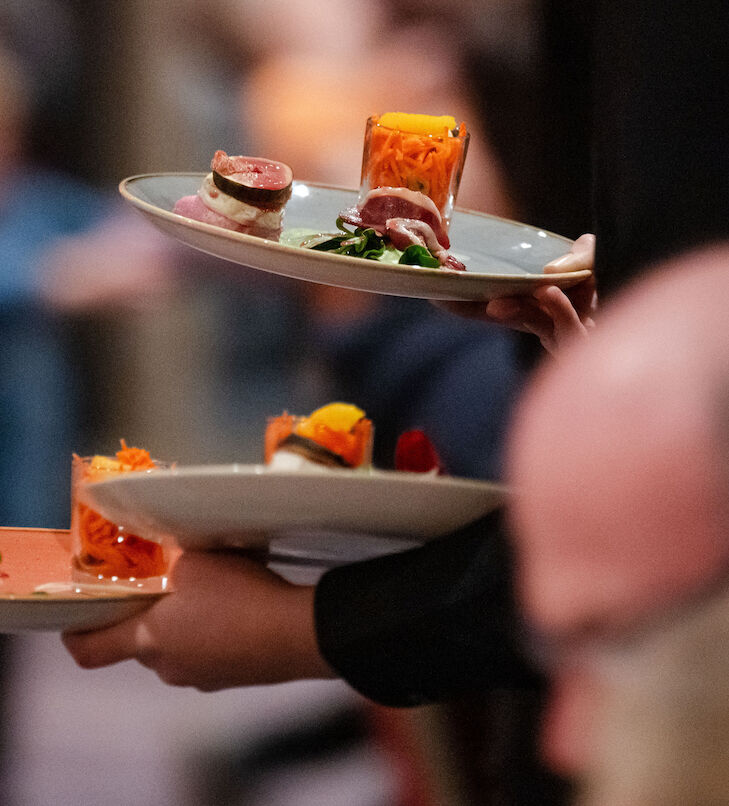 3 plates of starters are served